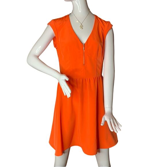 H&M Dress Sleeveless V-Neck Zipper in Front Orange Size 8 - Picture 1 of 14